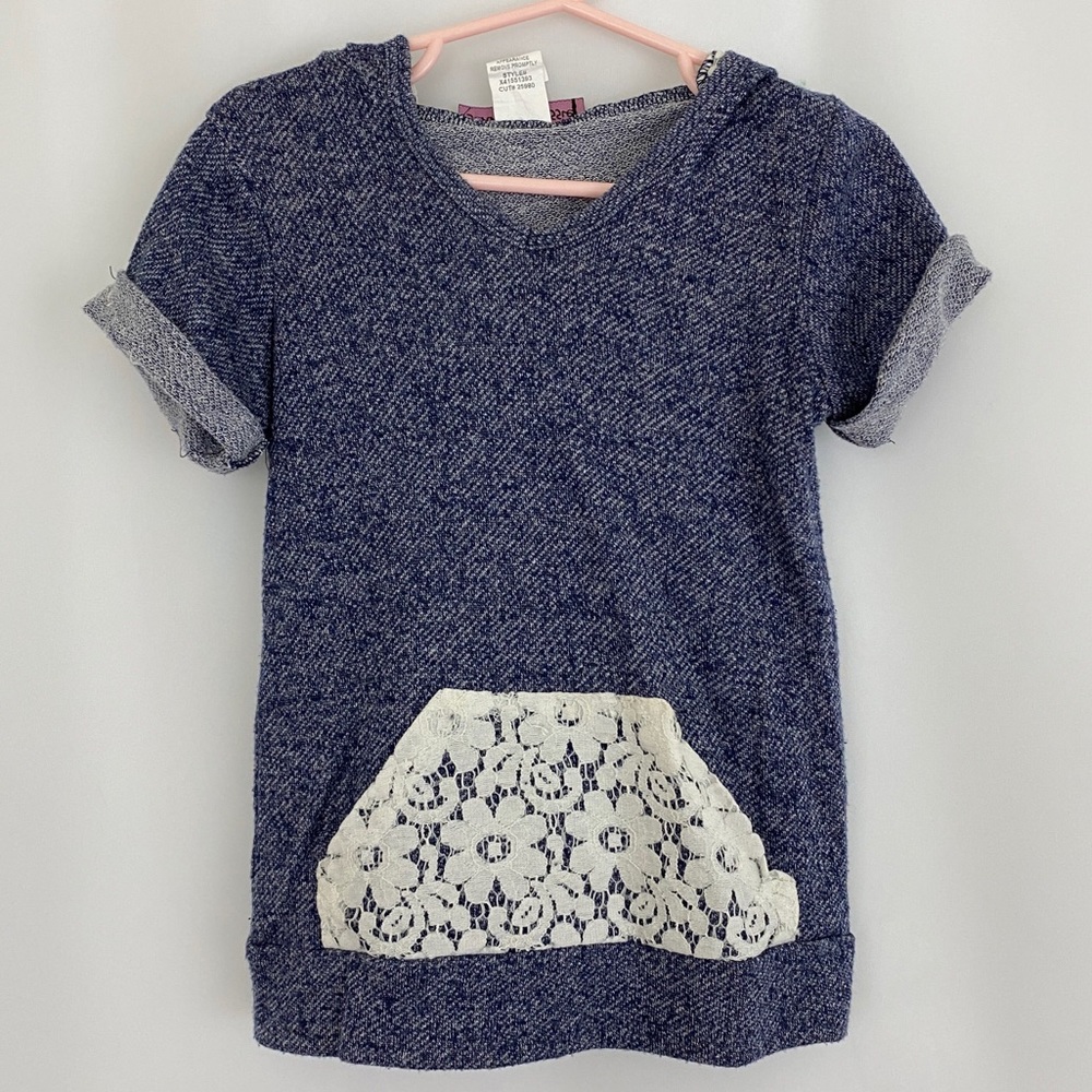 Girls Denim And Lace Hoodie